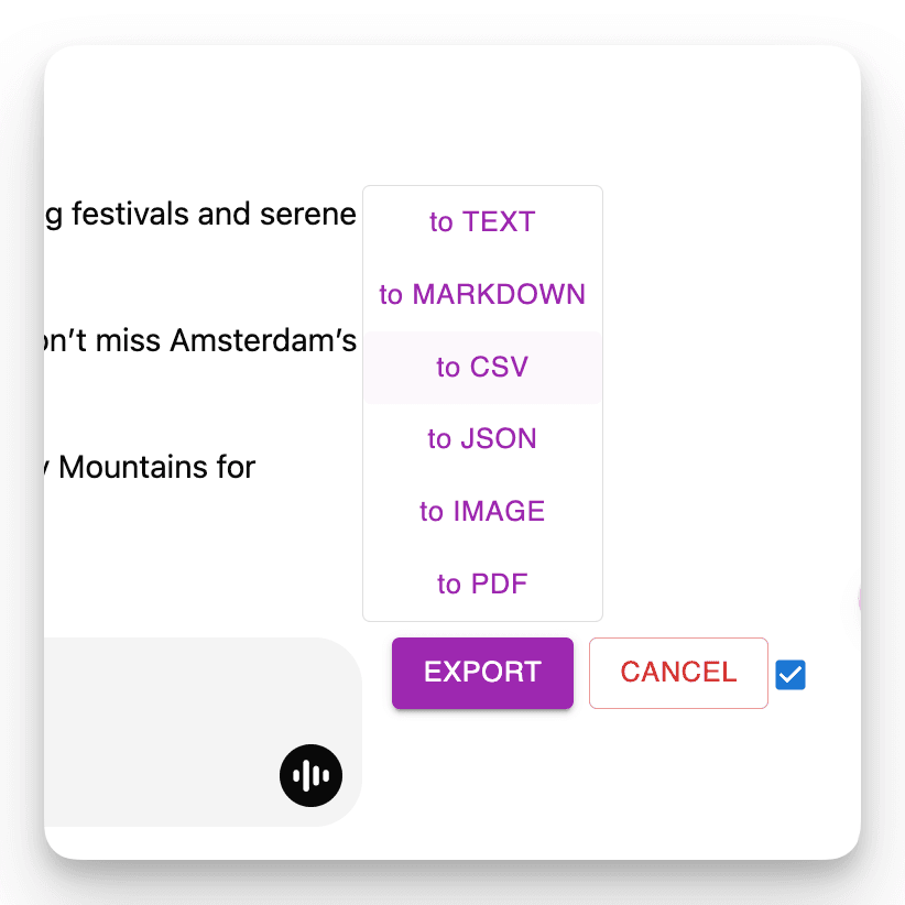 Gemini Exporter feature: supports multiple formats